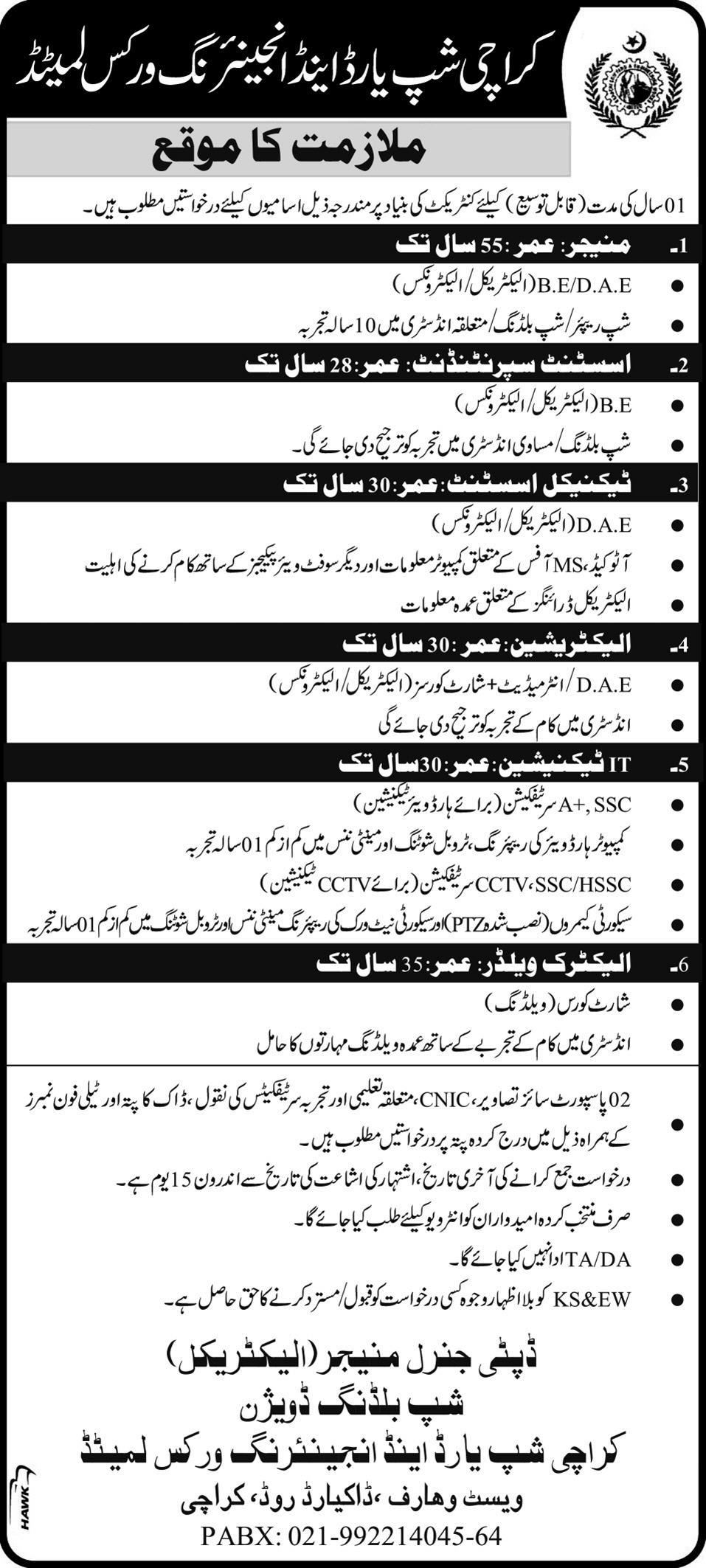 Karachi Shipyard and Engineering Works Jobs Application Form 2024 Latest Advertisement