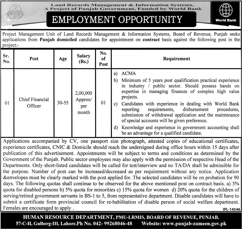 Land Record Management Information System Jobs 2024 Advertisement Form