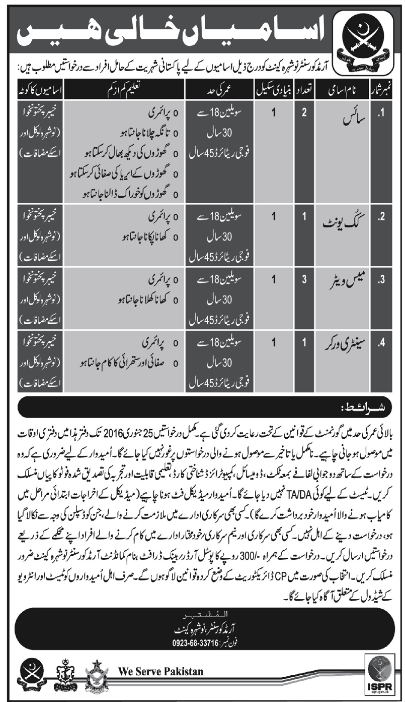 ISPR January Jobs 2024 Pakistan Armed Corps Application Form last Date Advertisement