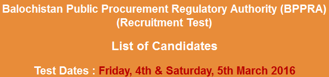 Balochistan Public Procurement BPPRA NTS Test Result 2024