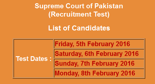 Supreme Court of Pakistan Jobs NTS Test Result 2024