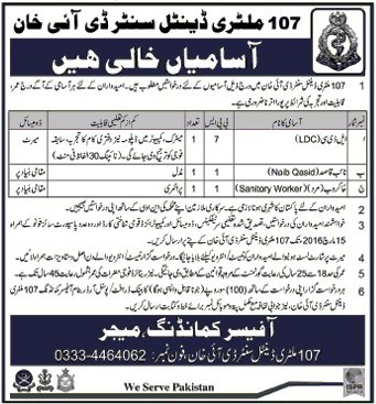 Pakistan Military Jobs 2024 Army Vacancies LDC, Naib Qasid, Sanitary Worker