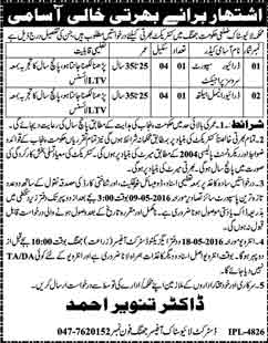 Livestock Department District Punjab Jhang Drivers Jobs 2024 April Application Form