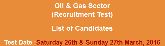 Oil and Gas Sector Pakistan Jobs NTS Test Result 2024 26th, 27th March