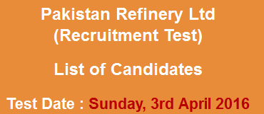 Pakistan Refinery Ltd NTS Test Result 2024