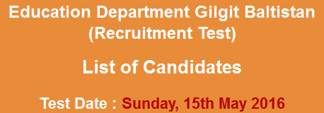 Education Department Gilgit Baltistan EST Teachers NTS Test Result 2024 15th May