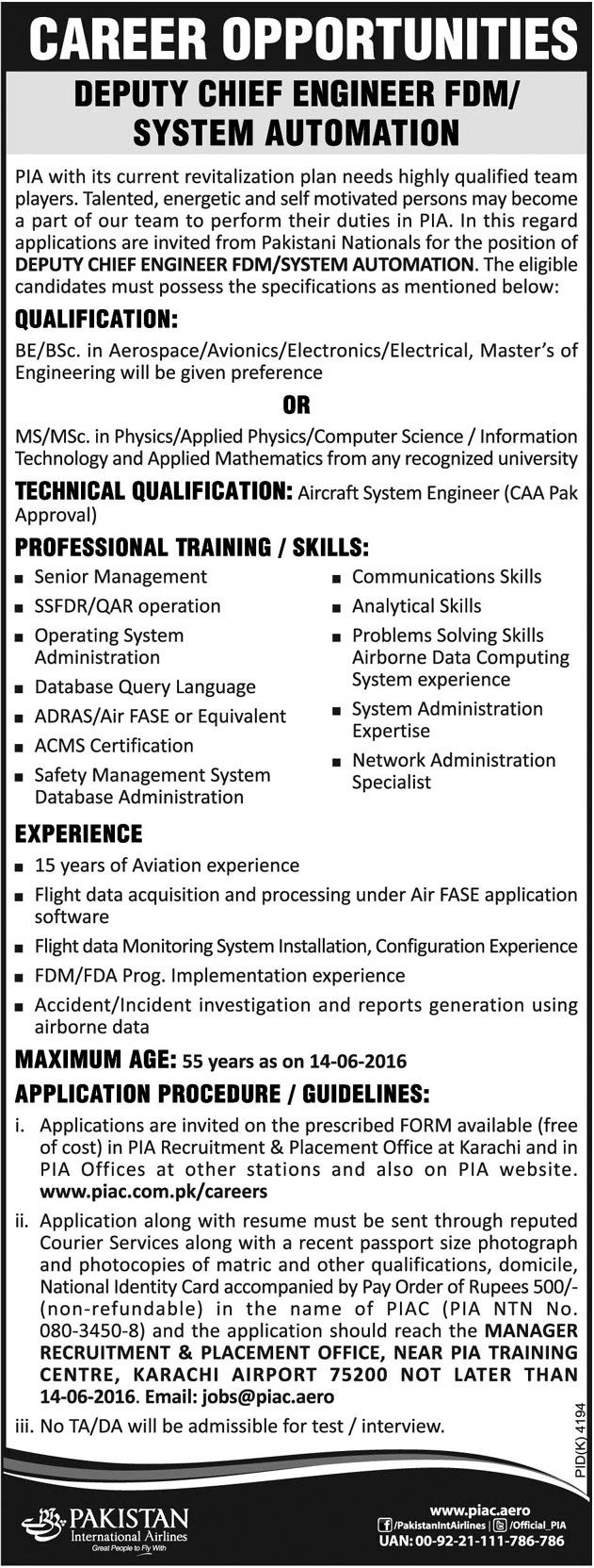 Pakistan International Airline Jobs May 2024 Advertisement Download