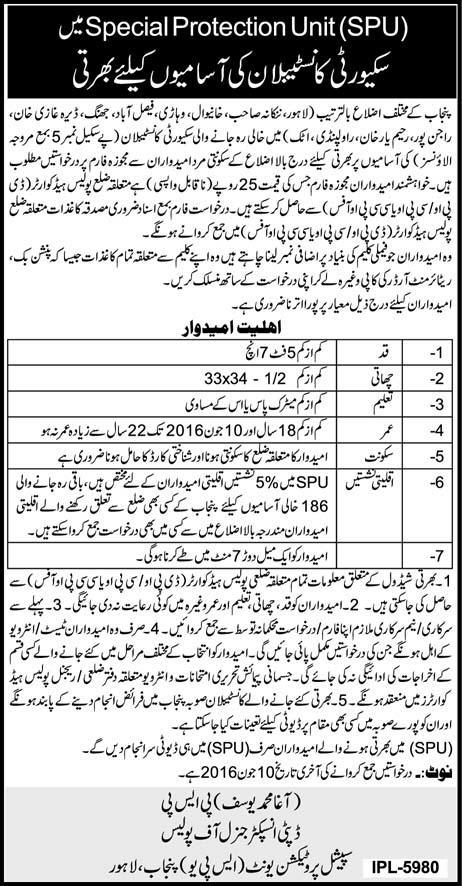 Punjab Police SPU Constable Jobs 2024 May Advertisement, Application Form