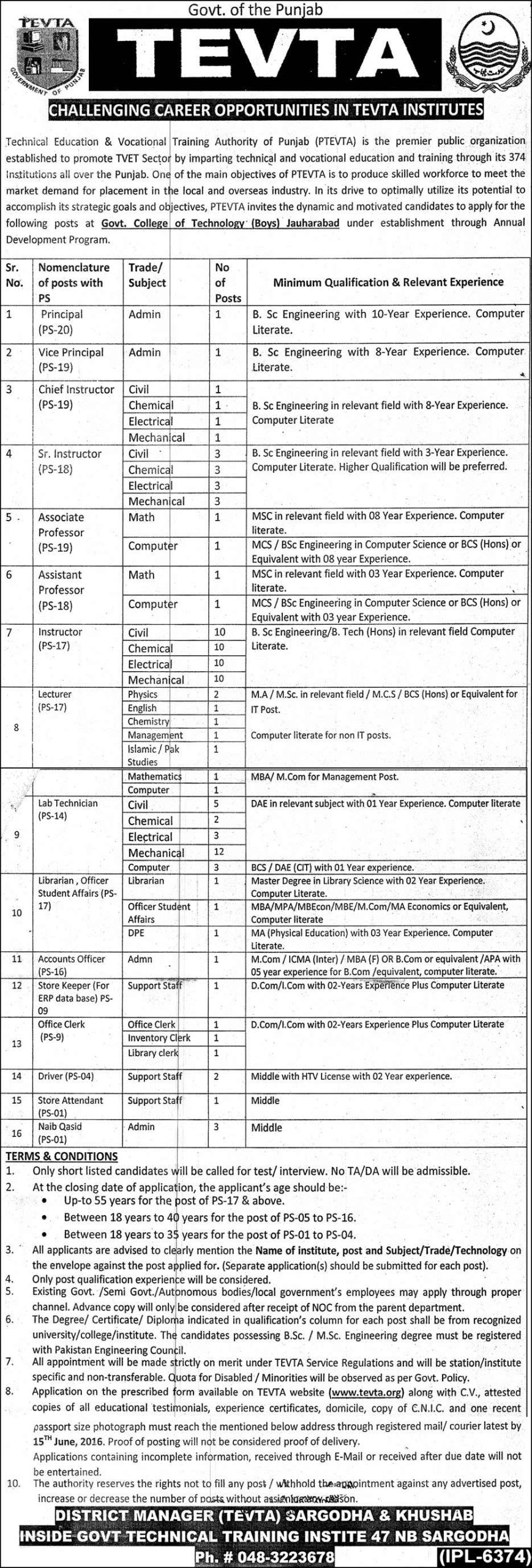 TEVTA Jobs 2024 May Form Teaching, Admin Vacancies Apply Procedure