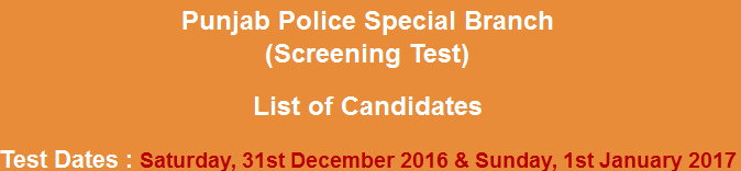 Intelligence Operator in Punjab Police Special Branch NTS Test Result 2024-2017