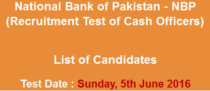 National Bank NBP Cash Officers Jobs NTS Test Result 2024