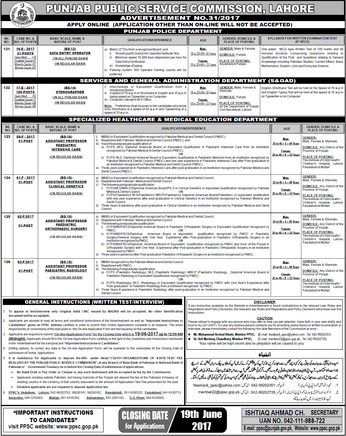 PPSC Data Entry Operators Jobs 2024 in Punjab police www.ppsc.gop.pk