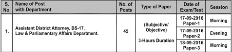 PPSC Assistant District Attorney Written Test Result 2024