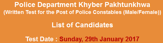 KPK Police Constable NTS Test Result 2024 29th January