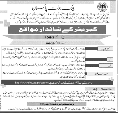 State Bank of Pakistan OG-3, OG2 SBP Jobs 2024 Deputy and Assistant Director