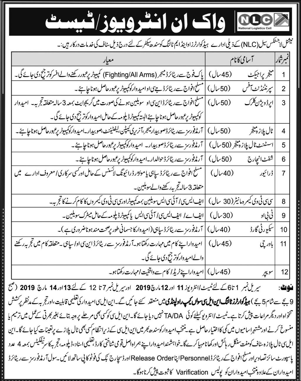 National Logistic Cell Rawalpindi Jobs 2024 Application Form How Apply