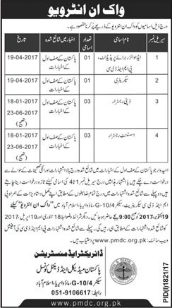 PMDC Jobs 2024 Pakistan Medical and Dental Council Islamabad October Advertisement