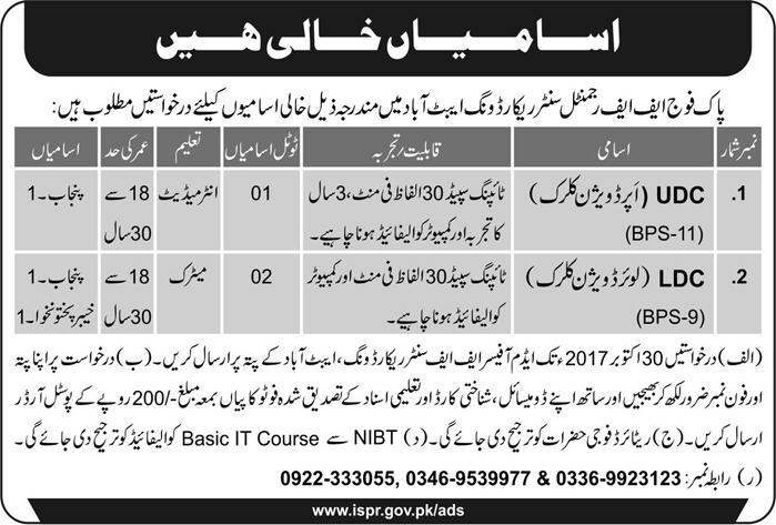 Pak Army UDC, LDC Jobs 2024 Clerk Vacancies For Matric, Inter Pass