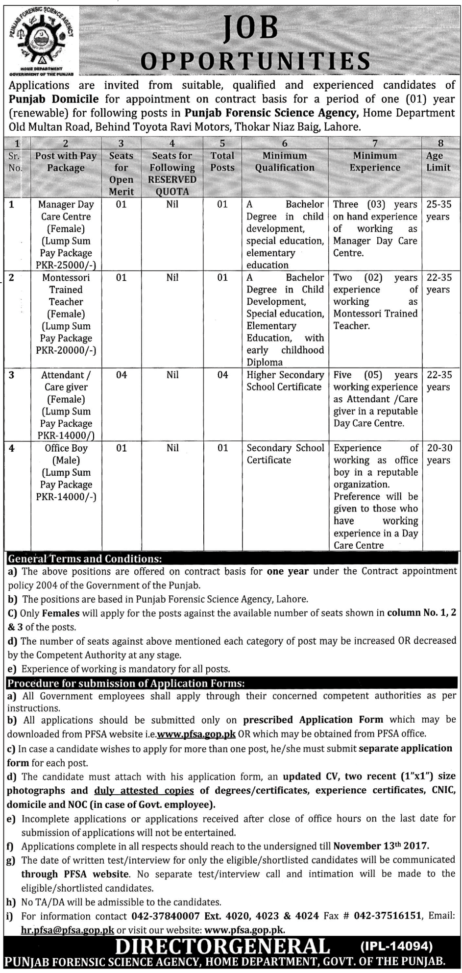 Punjab Forensic Science Agency Jobs 2024 Application Form www.pfsa.com.pk