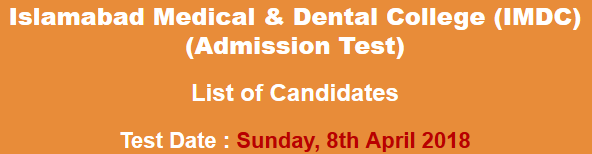 Islamabad Medical and Dental College IMDC NTS Test Result 2024 Answer Key 8th April