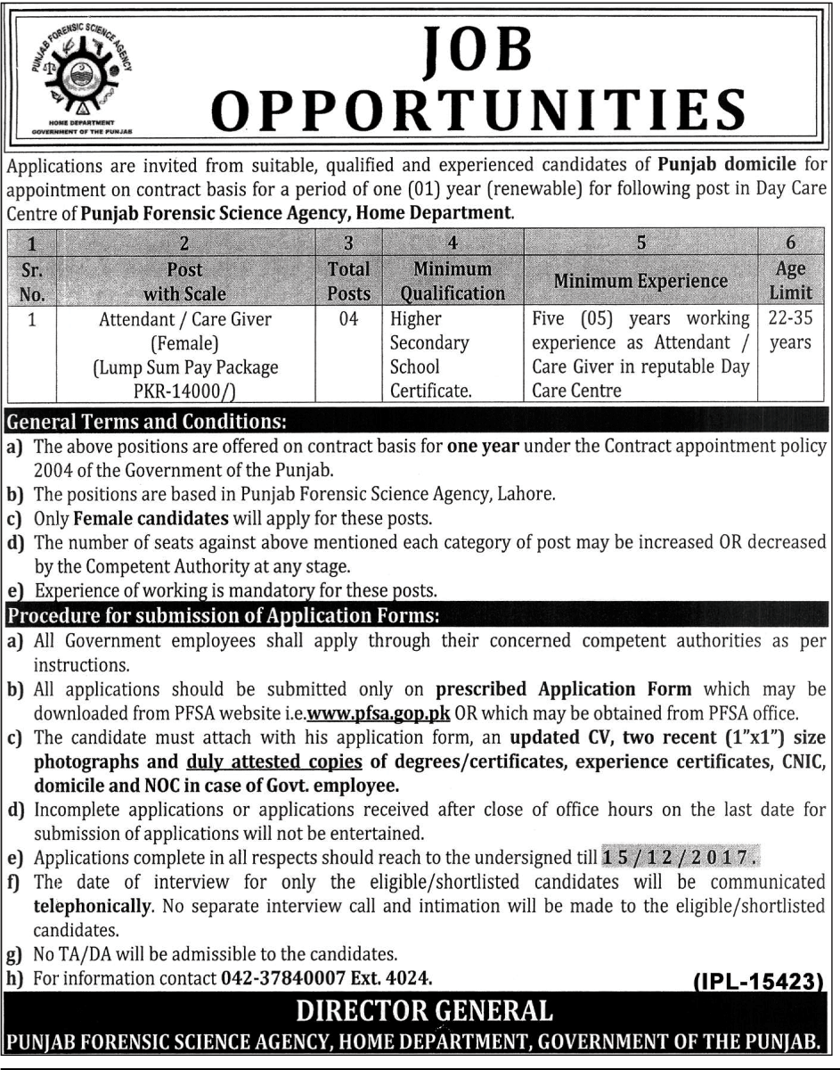 PFSA Jobs 2024 Punjab Forensic Science Agency www.pfsa.gop.pk