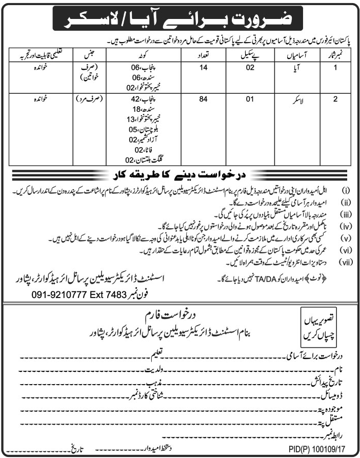 Pakistan Air Force Jobs 2024 PAF Punjab, Balochistan, KPK, Azad Kashmir