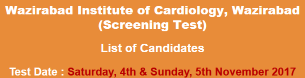 Wazirabad Institute of Cardiology Jobs NTS Test Result 2024 Answer keys 4th, 5th November