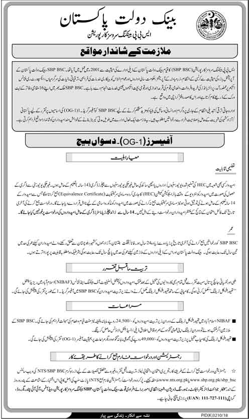 State Bank Of Pakistan SBP OG 1 Officer Jobs 2024 Online Apply Form www.sbp.org.pk