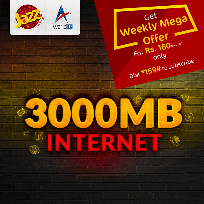 Jazz 3000 MBs Internet 2024 Code Activation For Facebook, Whatsapp, Social Media Charges