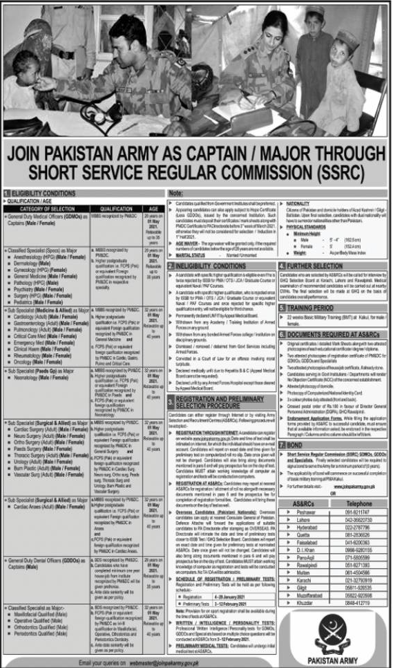 Join Pak Army Jobs As A Captain, Major 2024 Online Registration SSRC