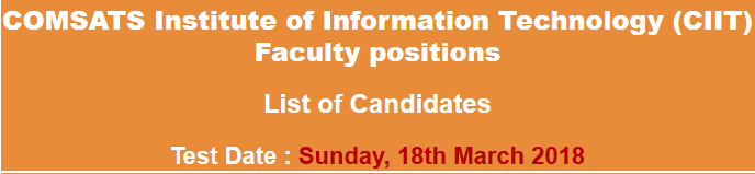 COMSATS Lecturer Jobs NTS Test Result 2024 18th March