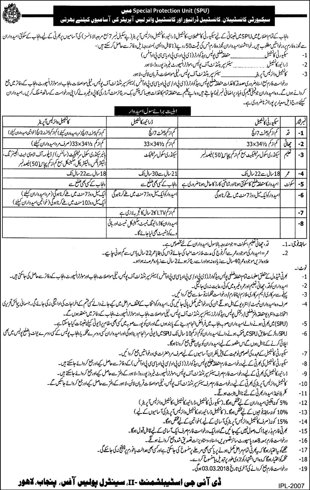 SPU Punjab Police Constable Jobs 2024 Application Form Fee Last Date