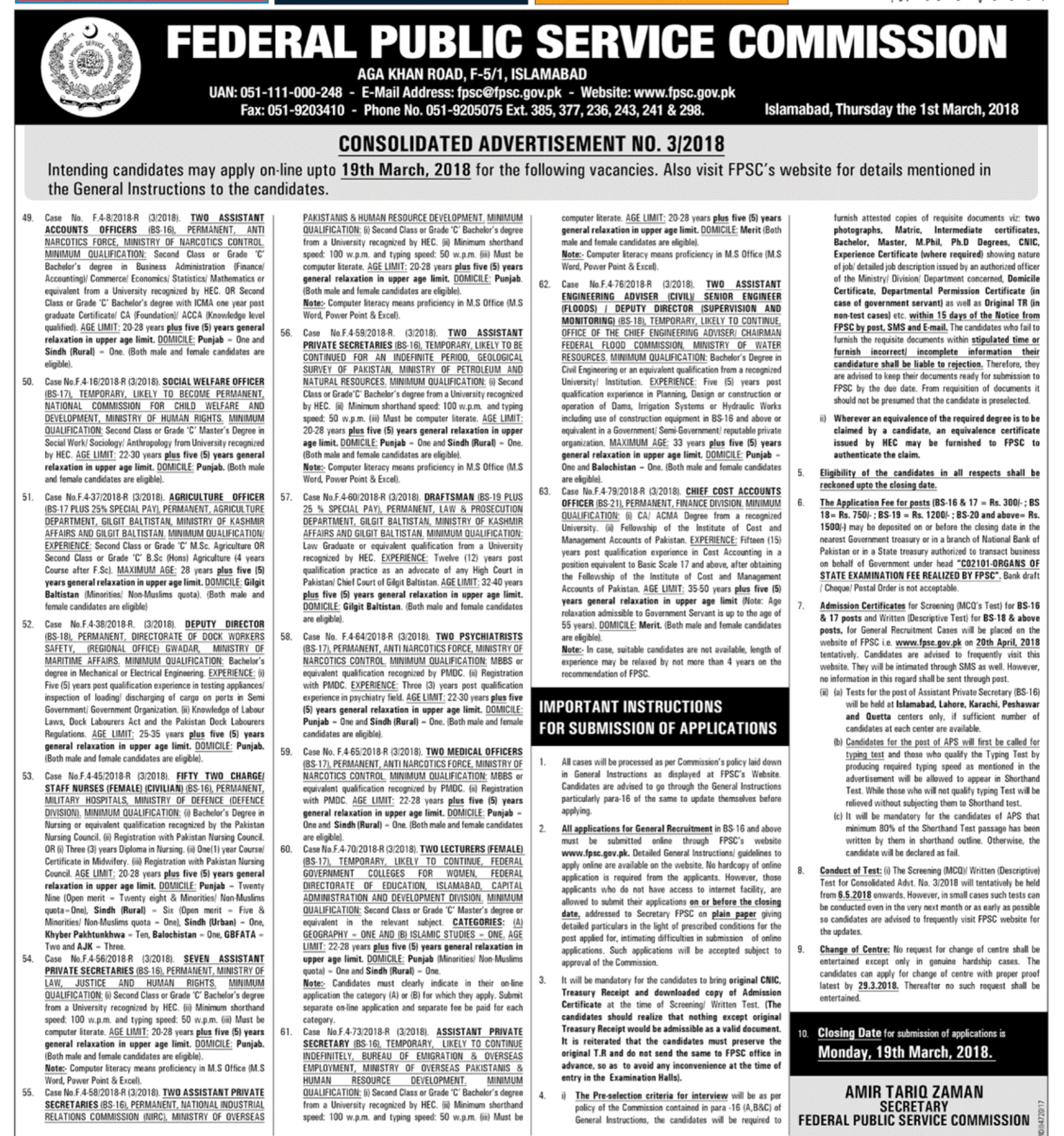 FPSC Charge Nurses Jobs 2024 Online Apply For Advertisement Last Date