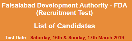 Faisalabad Development Authority FDA Jobs NTS Test Result 2024 Answer Keys 16th, 17th March