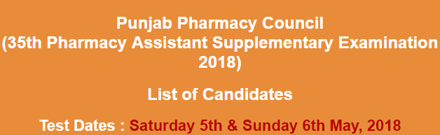 Punjab Pharmacy Council Pharmacy Assistant NTS Supply Exams Result 2024 5th, 6th May