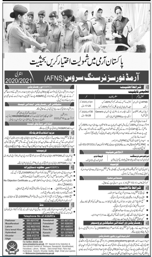 Pakistan Army Nursing Admission 2024 Advertisement