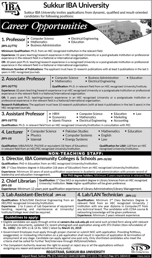 Sukkur IBA University Jobs 2024 Lecturer, Teacher, Associate Professor Last Date Application Form