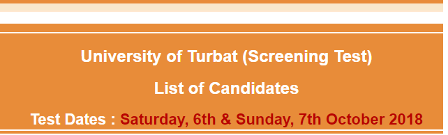 University of Turbat Jobs NTS Test Result 2024 6th, 7th October Answer Keys