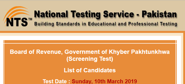 KPK Board of Revenue Junior Clerk NTS Test Result 2024 Answer Keys