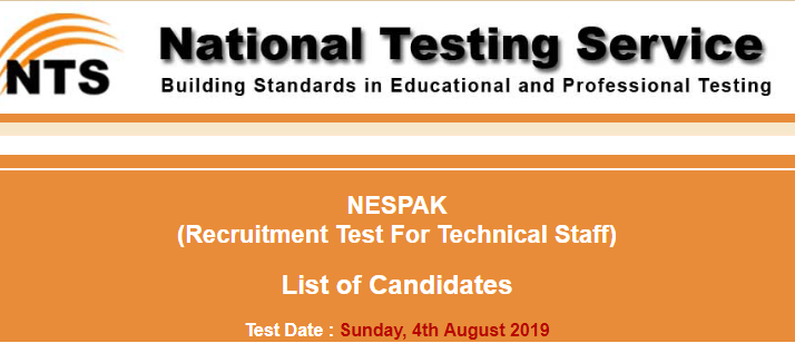 NESPAK Technical Staff NTS Test Result 2024 4th August Answer Key