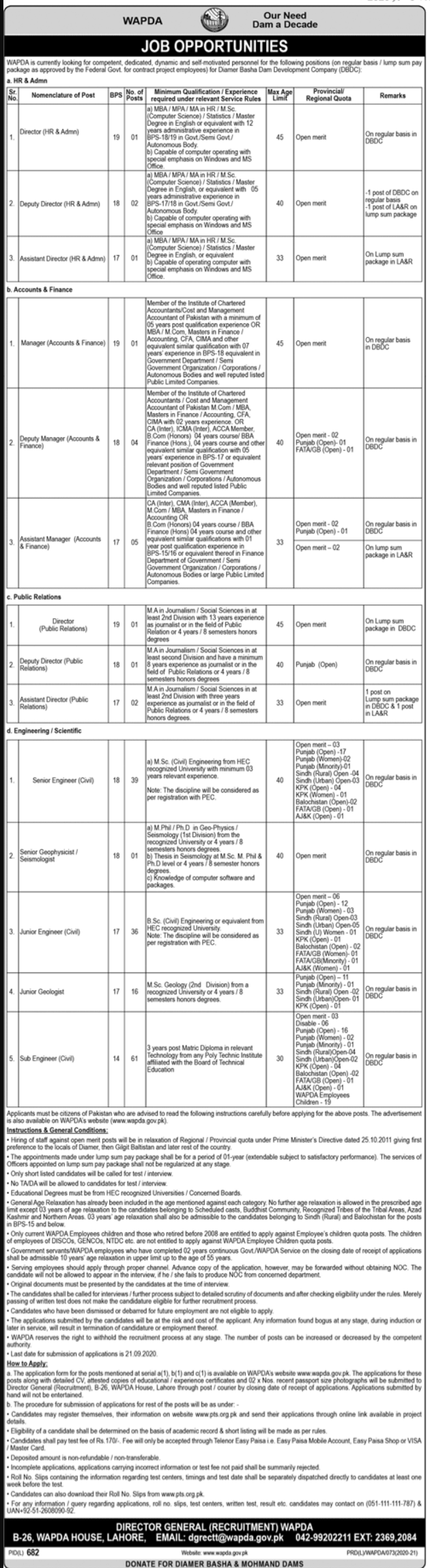 WAPDA Jobs In Lahore 2024 Advertisement Online Apply Interview Date