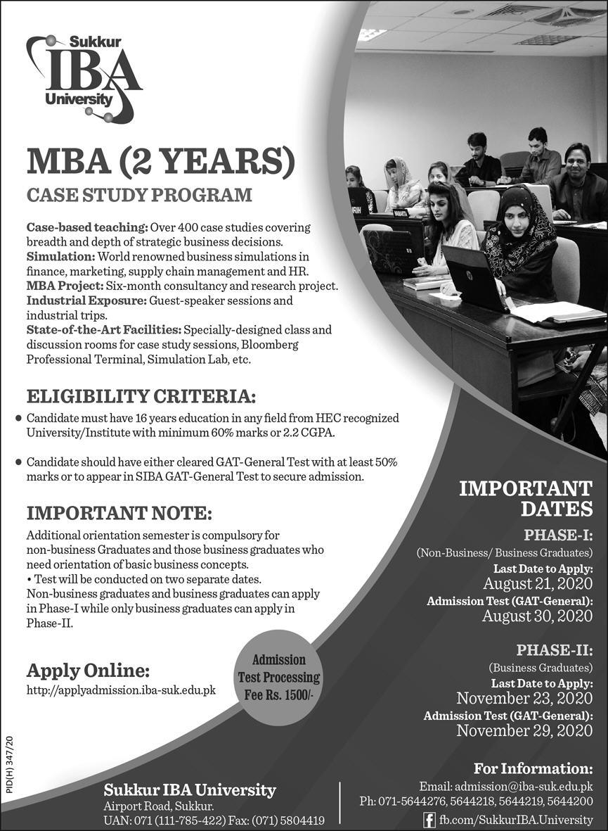 IBA Sukkur MBA Admission 2024 Apply Online Form Last Date