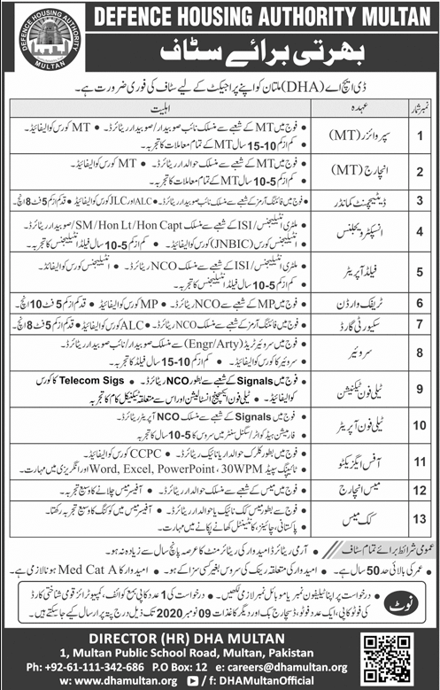 DHA Multan Jobs November 2024 Online Apply Last Date Advertisement