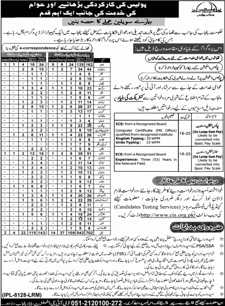 Police Station Assistant Jobs CTS Test Sample Paper, MCQs Pattern