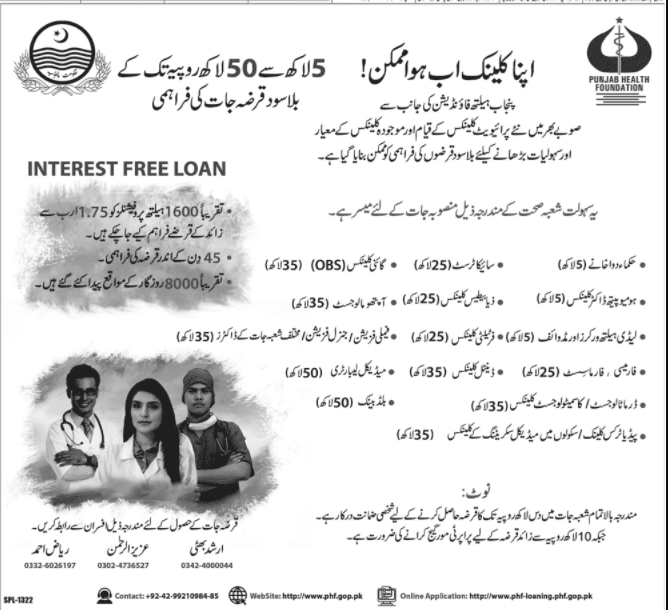 Punjab Health Foundation PHF Loan Form 2024 Application, How to Apply Date