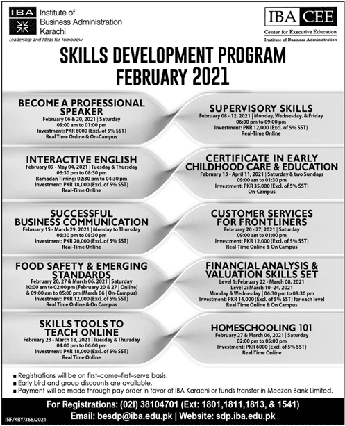 IBA Sukkur Skill Development 2024 Free Short Courses Online Registration Last Date