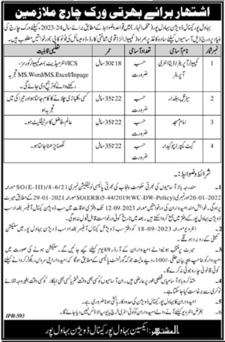 Punjab Irrigation Department Jobs 2024