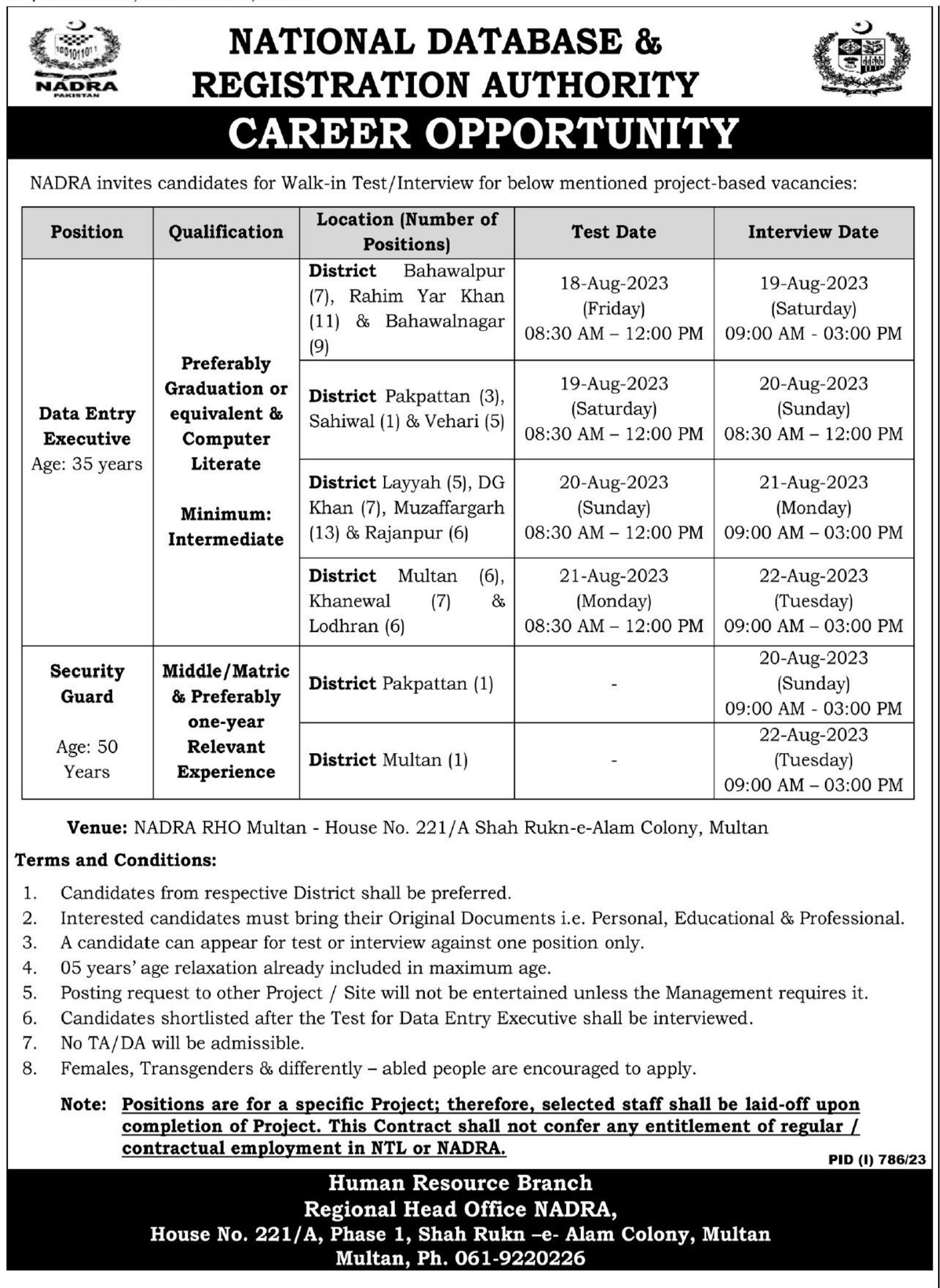 Nadra Jobs 2024 Online Apply, Application Form